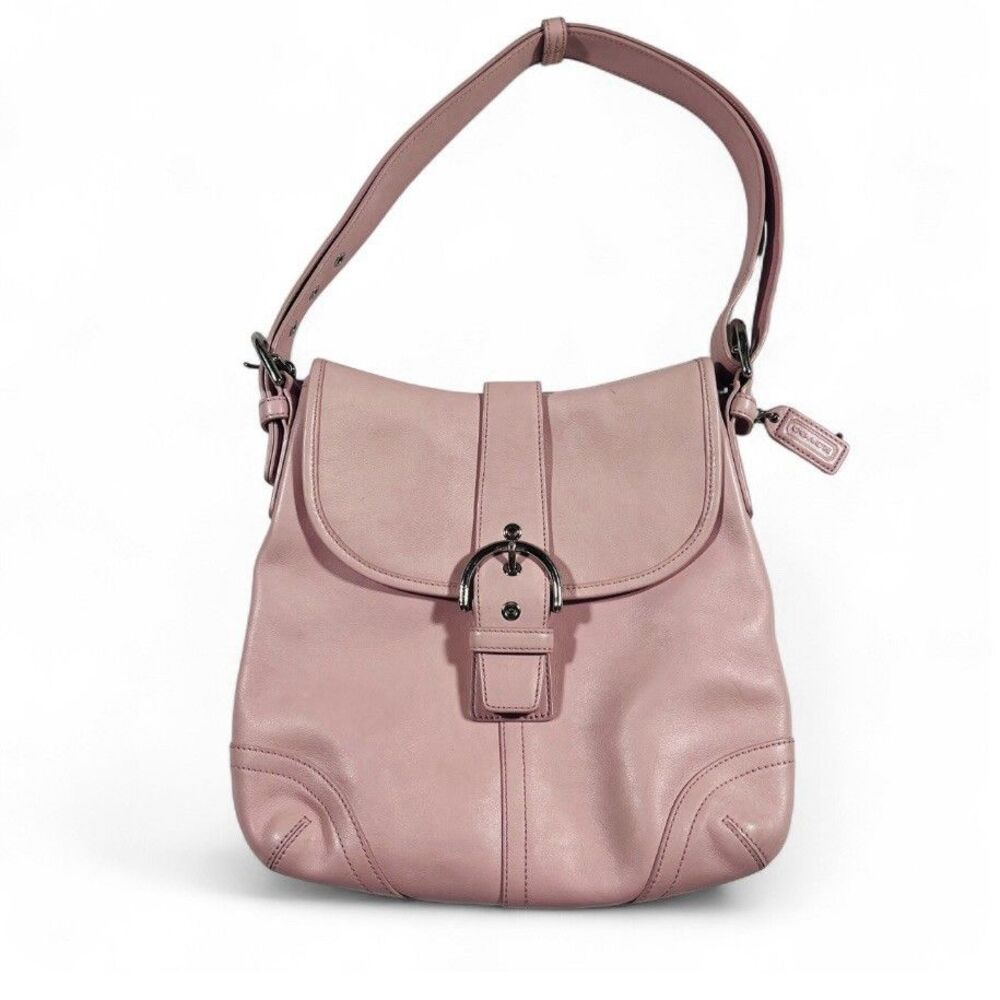Vintage Y2K Coach Leather Soho Flap 9480 Pink Buckle Crossbody Charm